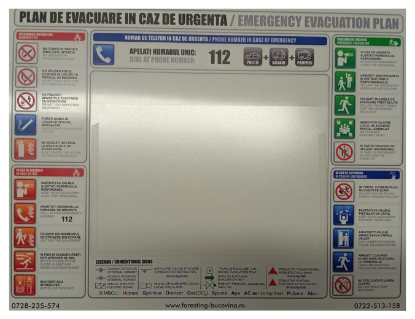 Poza cu Plan Evacuare in caz de urgenta PVC A3